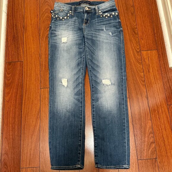 Rock & Republic Denim Jeans Women's Size 4 Blue Low Rise Indee Distress Studded - Picture 13 of 14